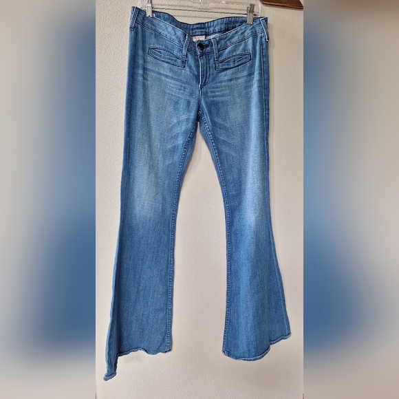Y2K True Religion Womens Mid Rise Slim Thigh Flare Jeans Size 31x35 - Picture 1 of 10